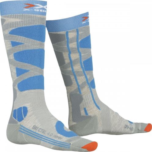 dámské lyžařské ponožky X-Socks Ski Control 4.0 Wmn - grey melange/turquoise vel. 41/42