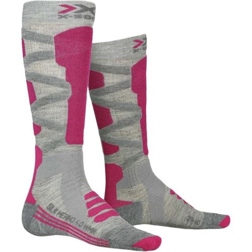 Dámské lyžařské ponožky X-Socks Ski Silk Merino 4.0 Wmn - grey melange/pink - vel. 37/38