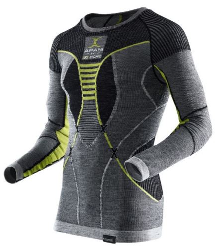 Pánské funkční triko Apani® Merino By X-Bionic® Fastflow Shirt black/grey/yellow