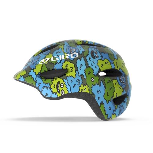 Dětská cyklistická helma GIRO Scamp Blue/Green Creature Camo vel. S (49–53 cm)