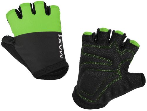 dětské cyklistické rukavice MAX1 černo/zelené 9-10 let
