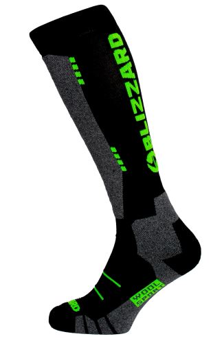 lyžařské ponožky BLIZZARD BLIZZARD Wool Sport Junior ski socks, black/green Velikost 24-26