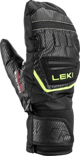 lyžařské rukavice Leki WCR Team 3D Junior Mitt, black-ice lemon, 6.0