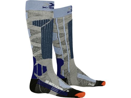 dámské lyžařské ponožky X-Socks SKI RIDER 4.0 WMN - Grey/Blue vel. 39/40
