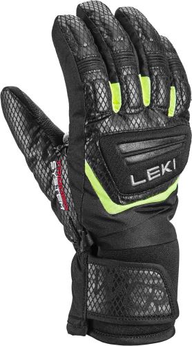 lyžařské rukavice Leki WCR Team 3D Junior, black-ice lemon, 5.0