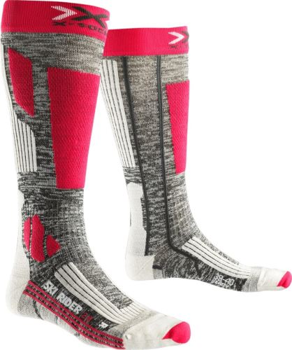 dámské lyžařské ponožky X-Socks Ski Rider 2.0 Women - Grey Melange/Fuchsia vel. 39/40