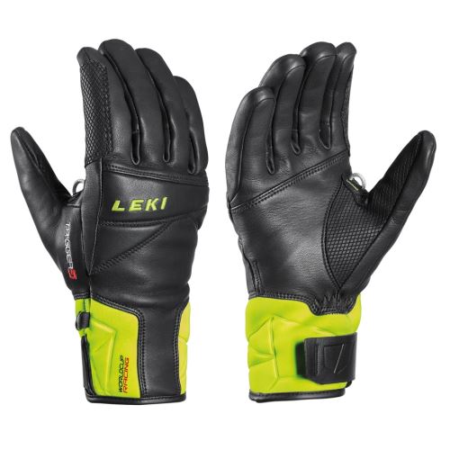 Lyžařské rukavice Leki Worldcup Race Speed 3D, black-ice lemon
