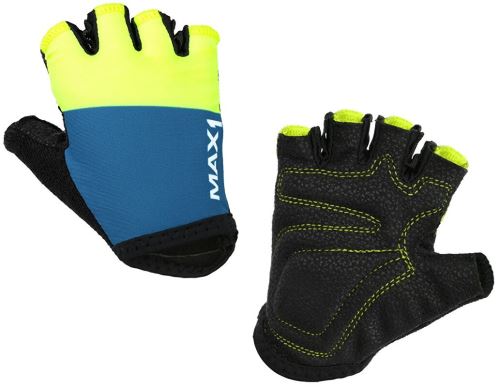 dětské cyklistické rukavice MAX1 modro/fluo žluté 5-6 let